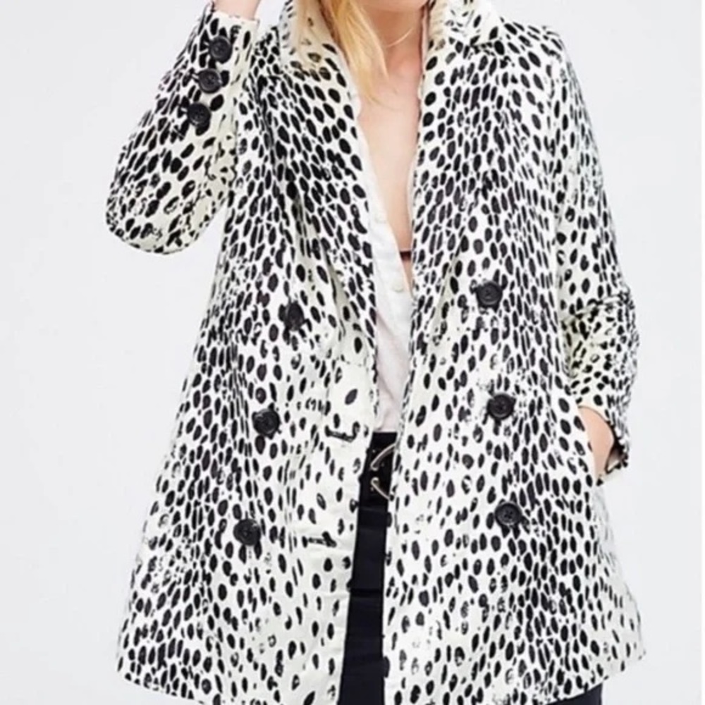 Free People Leopard Dalmatian Print Fur Soft Blazer Coat Size Medium